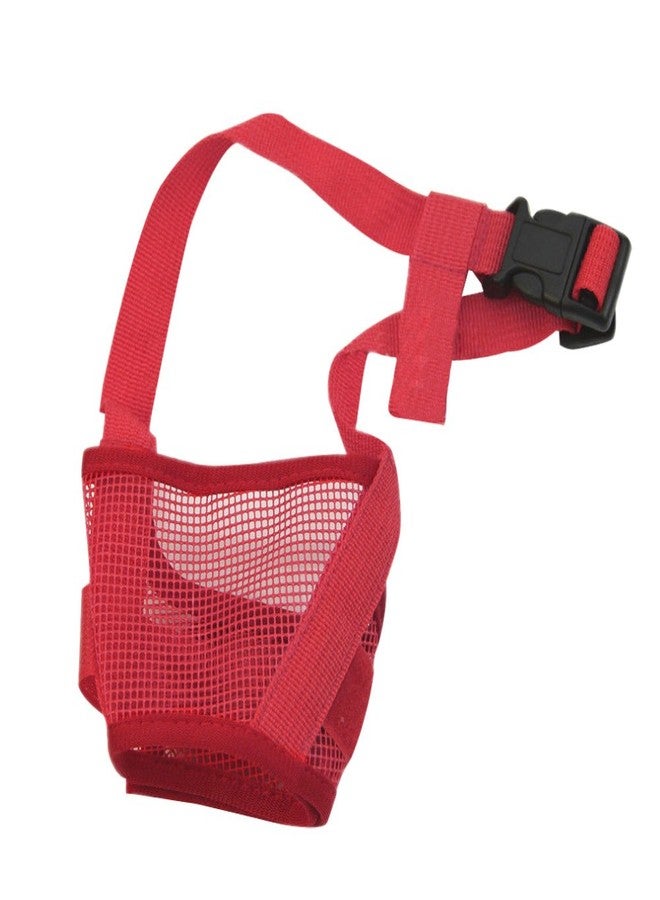 Futaba Dog Adjustable Anti Bark Mesh Soft Mouth Muzzle -Red - Small - Image 1